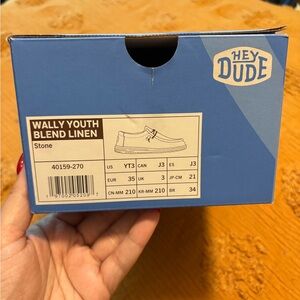 Hey Dude Wally Youth Stone Linen Shoes